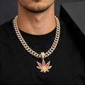 Fashionable Diamond-Studded Maple Leaf Necklace