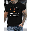 Men's Crew-Neck T-Shirt with Letter Pattern
