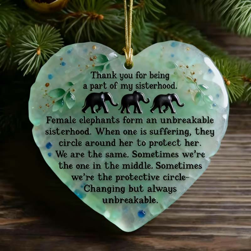 Heartfelt Elephant Sisterhood Keepsake - Heart Ornament
