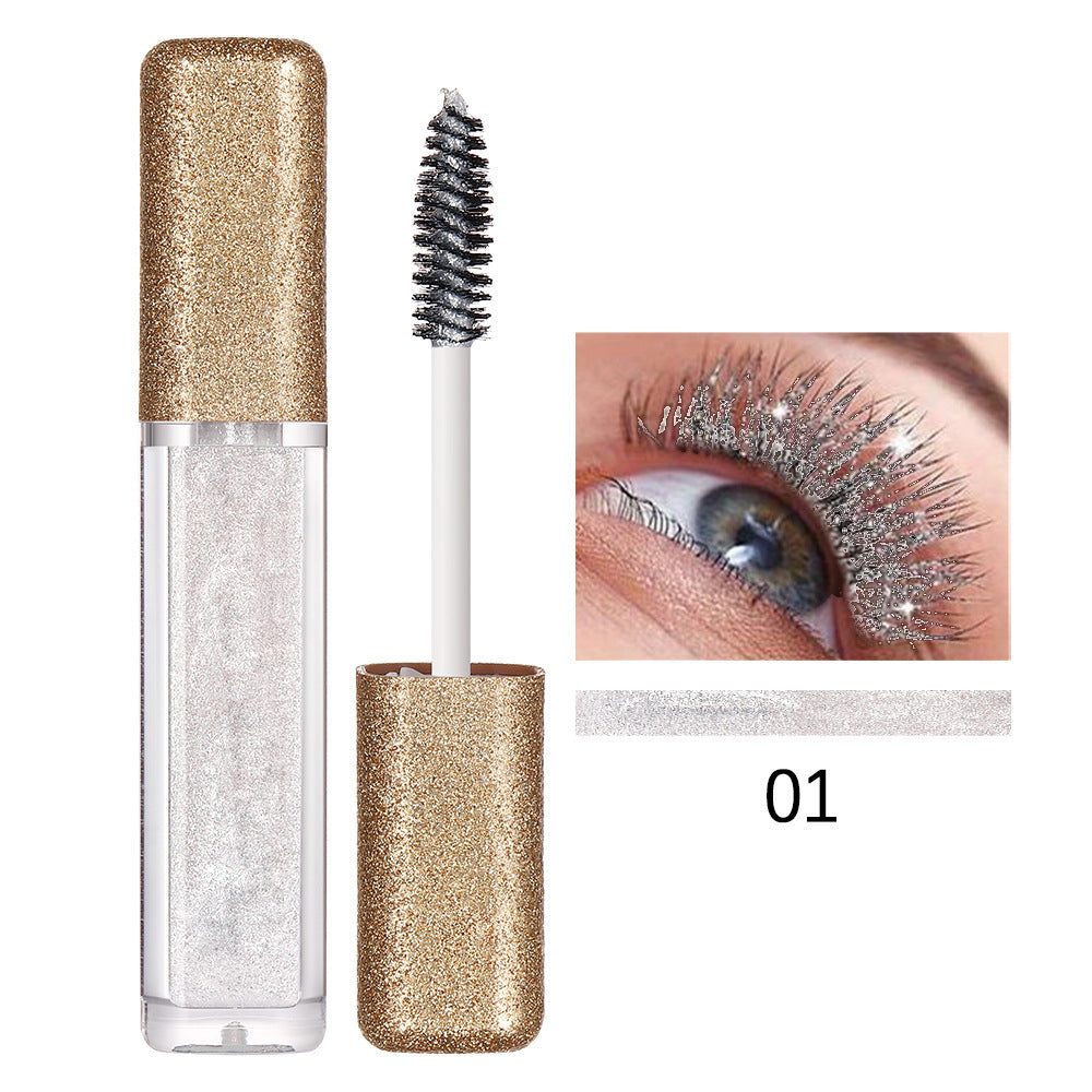 Glittery colored mascara for thick, long-lasting curling
