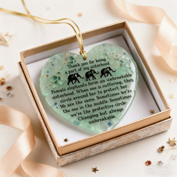Heartfelt Elephant Sisterhood Keepsake - Heart Ornament