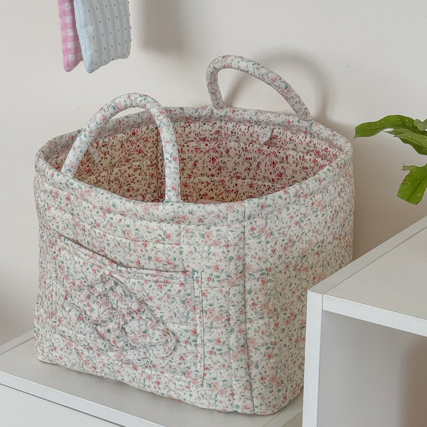 Boho-Chic Quilted Floral Storage Basket