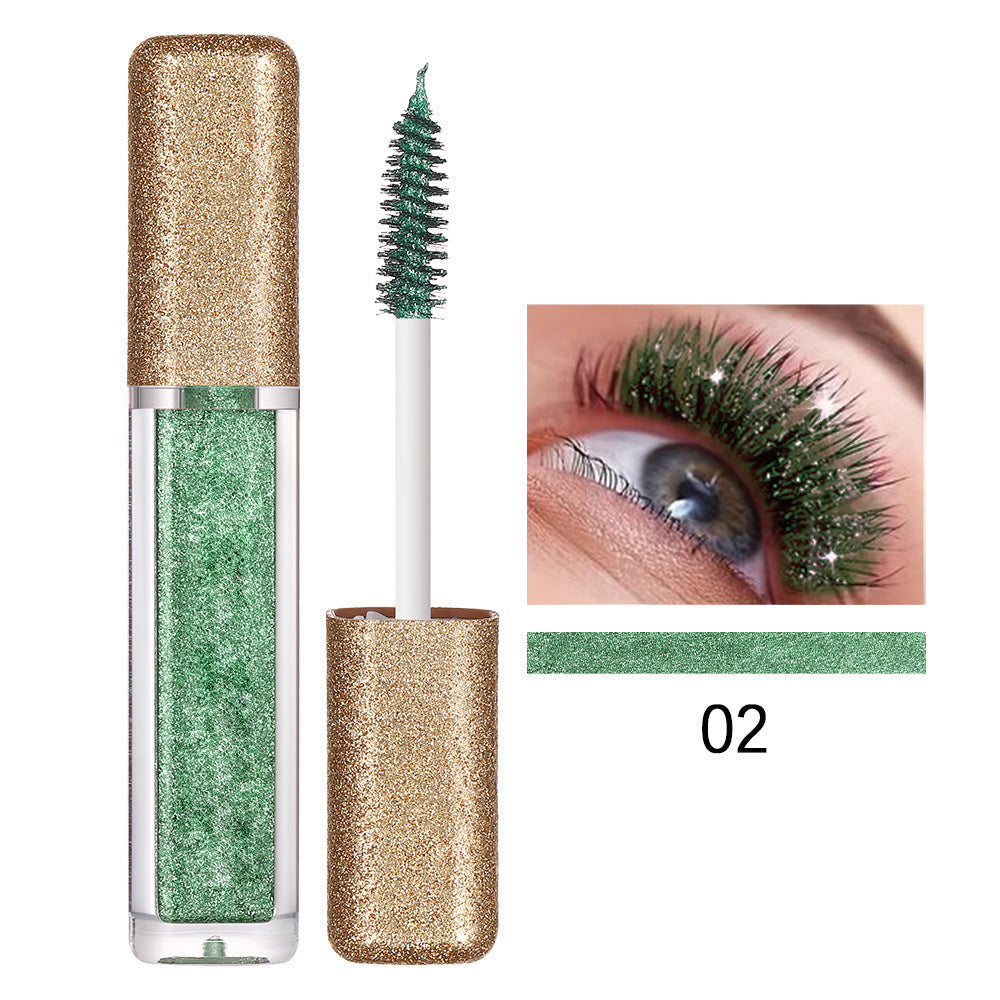 Glittery colored mascara for thick, long-lasting curling