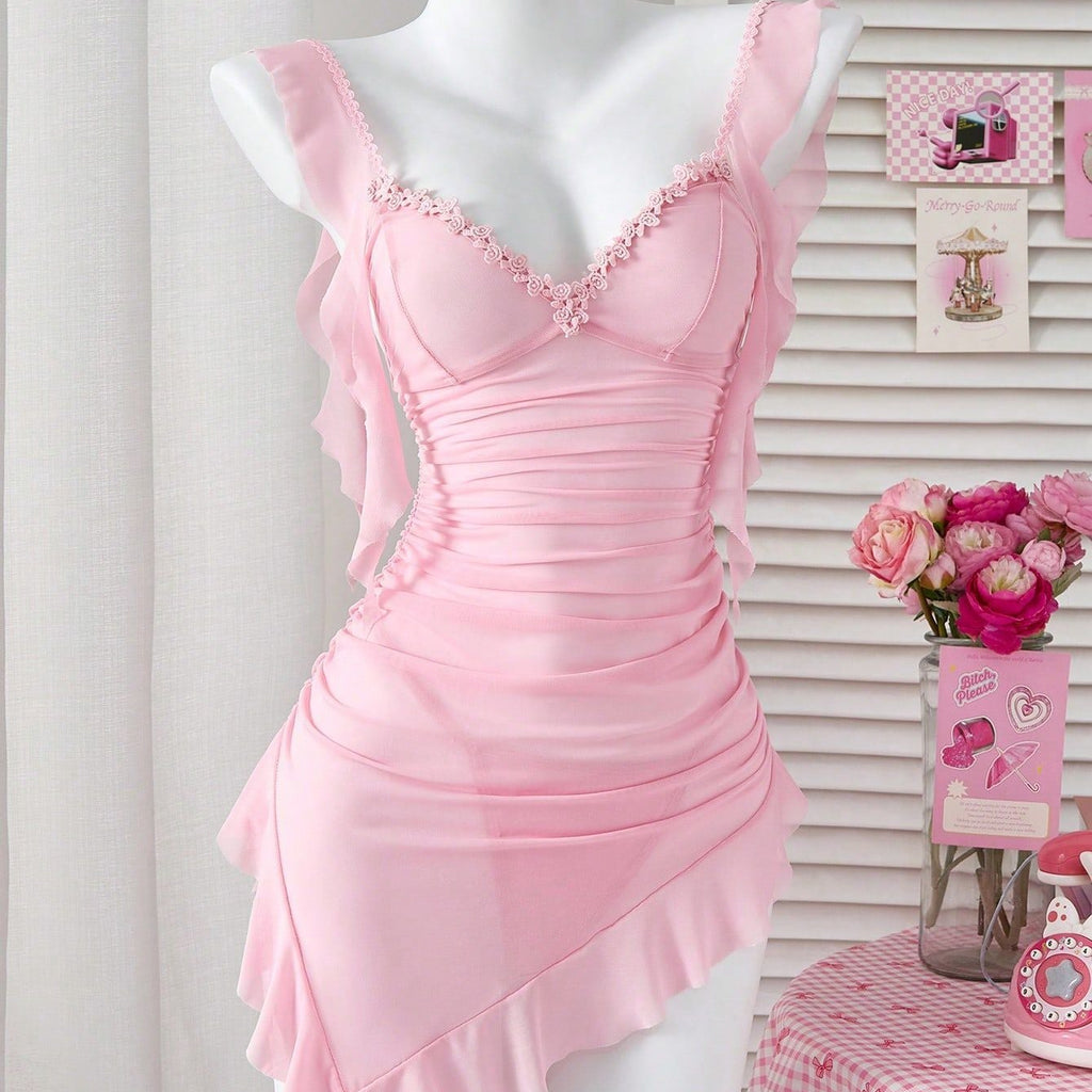 Pleated mesh pajamas