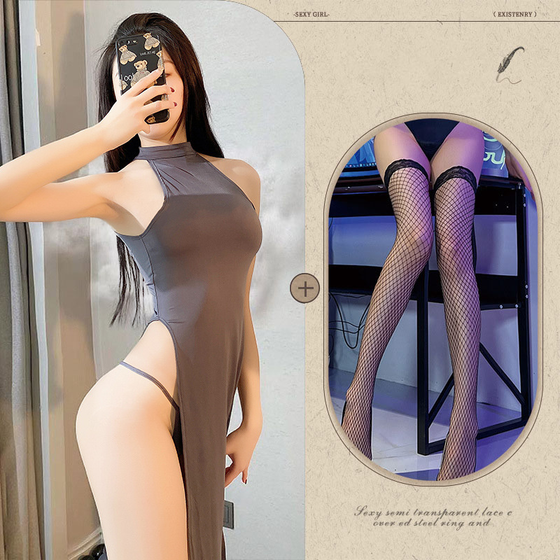 High-slit long skirt cheongsam pajamas
