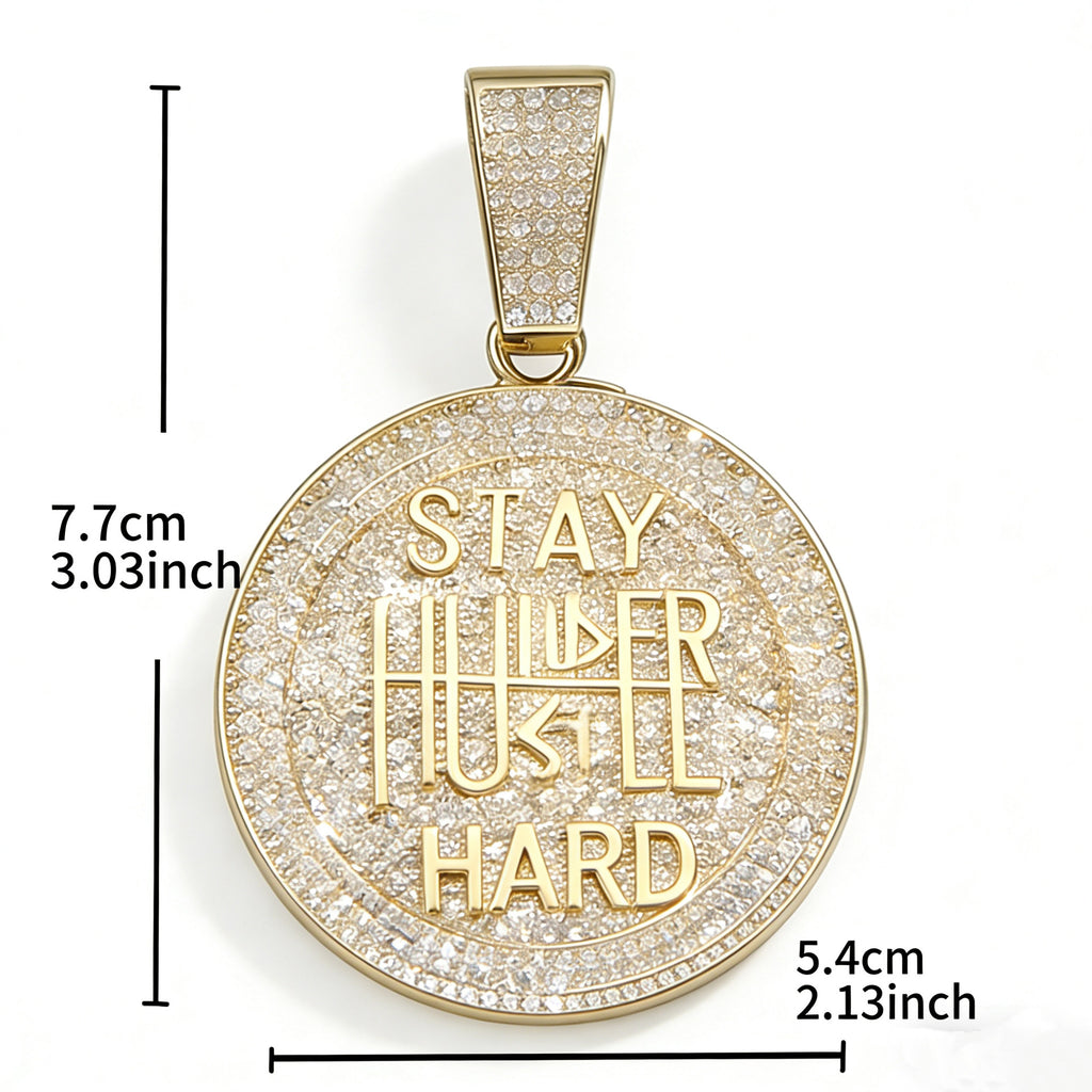 Round Letter Pendant Necklace with Full Diamonds