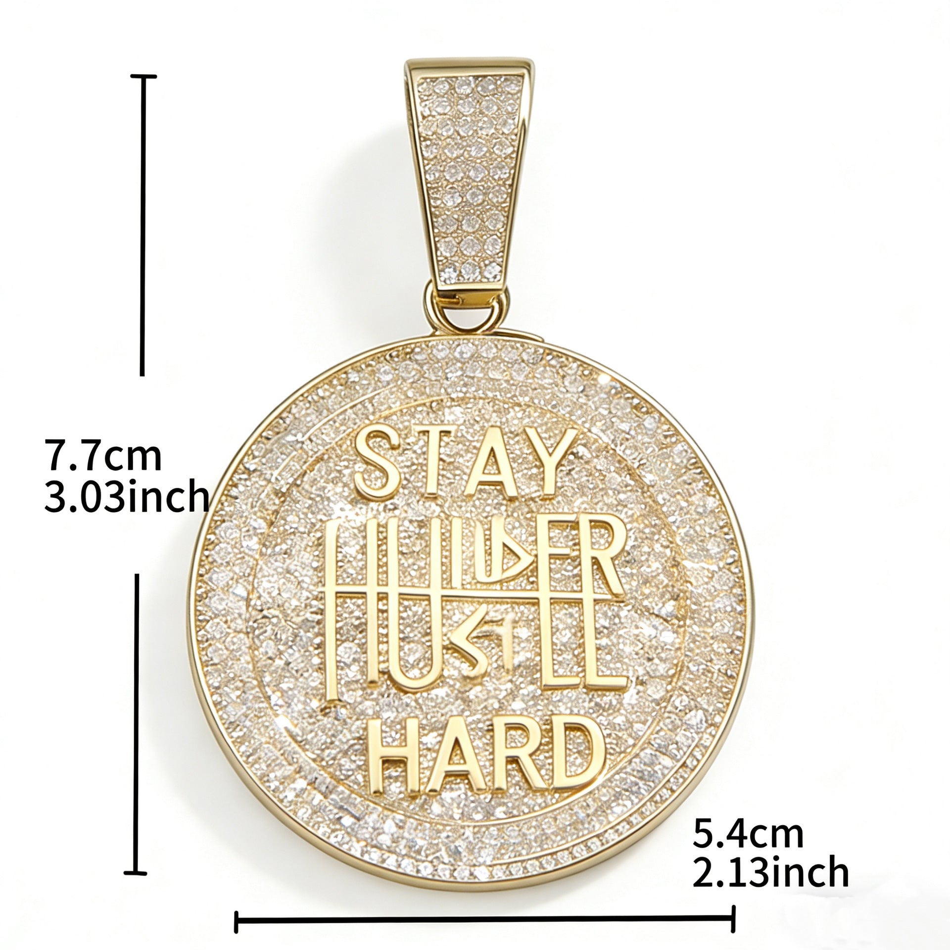 Round Letter Pendant Necklace with Full Diamonds