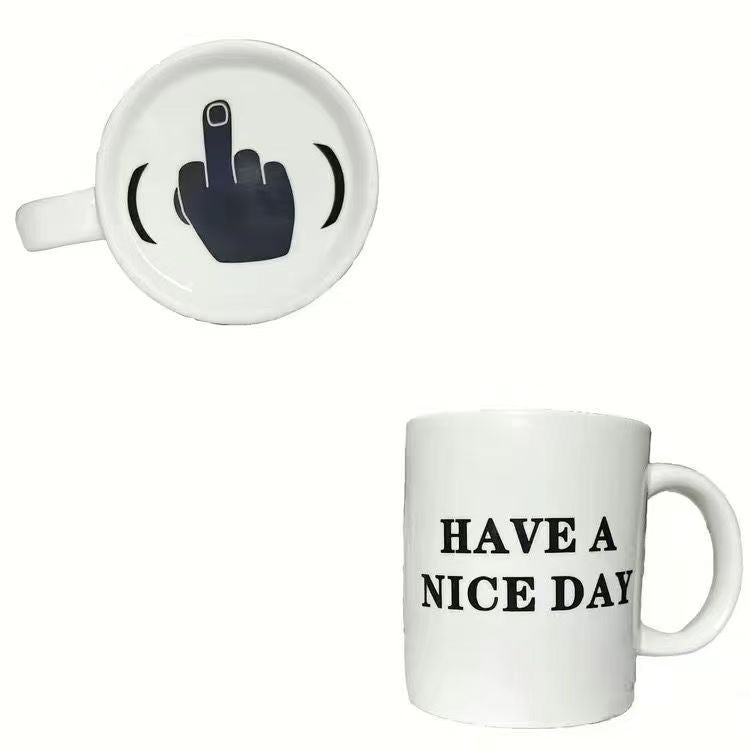 Quirky Ceramic Mug with Middle Finger Design