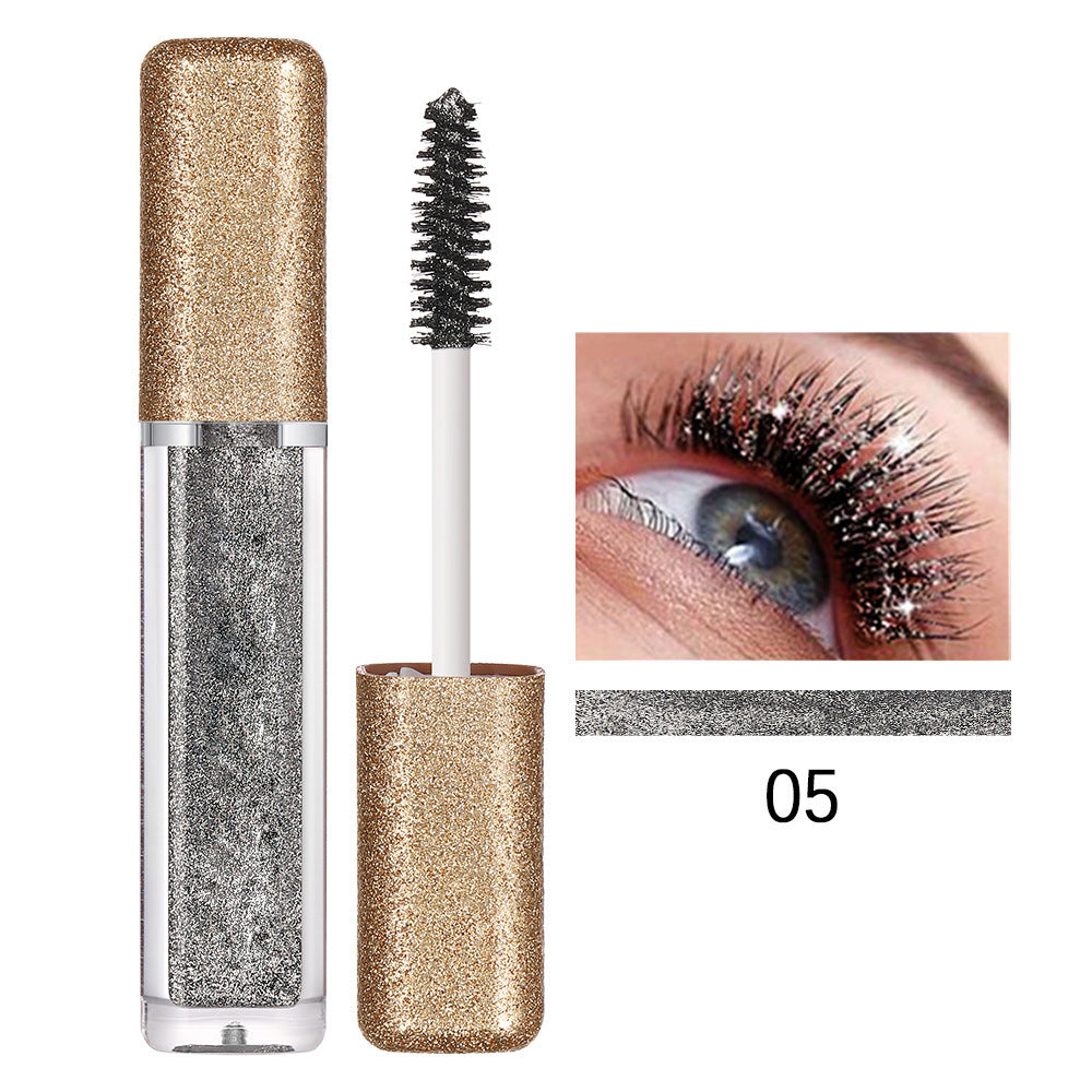 Glittery colored mascara for thick, long-lasting curling