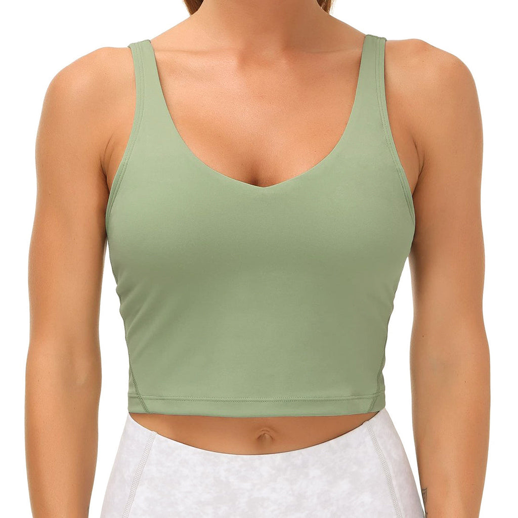 Women's Longline Sports Bra - Wirefree Padded Support Yoga Bras