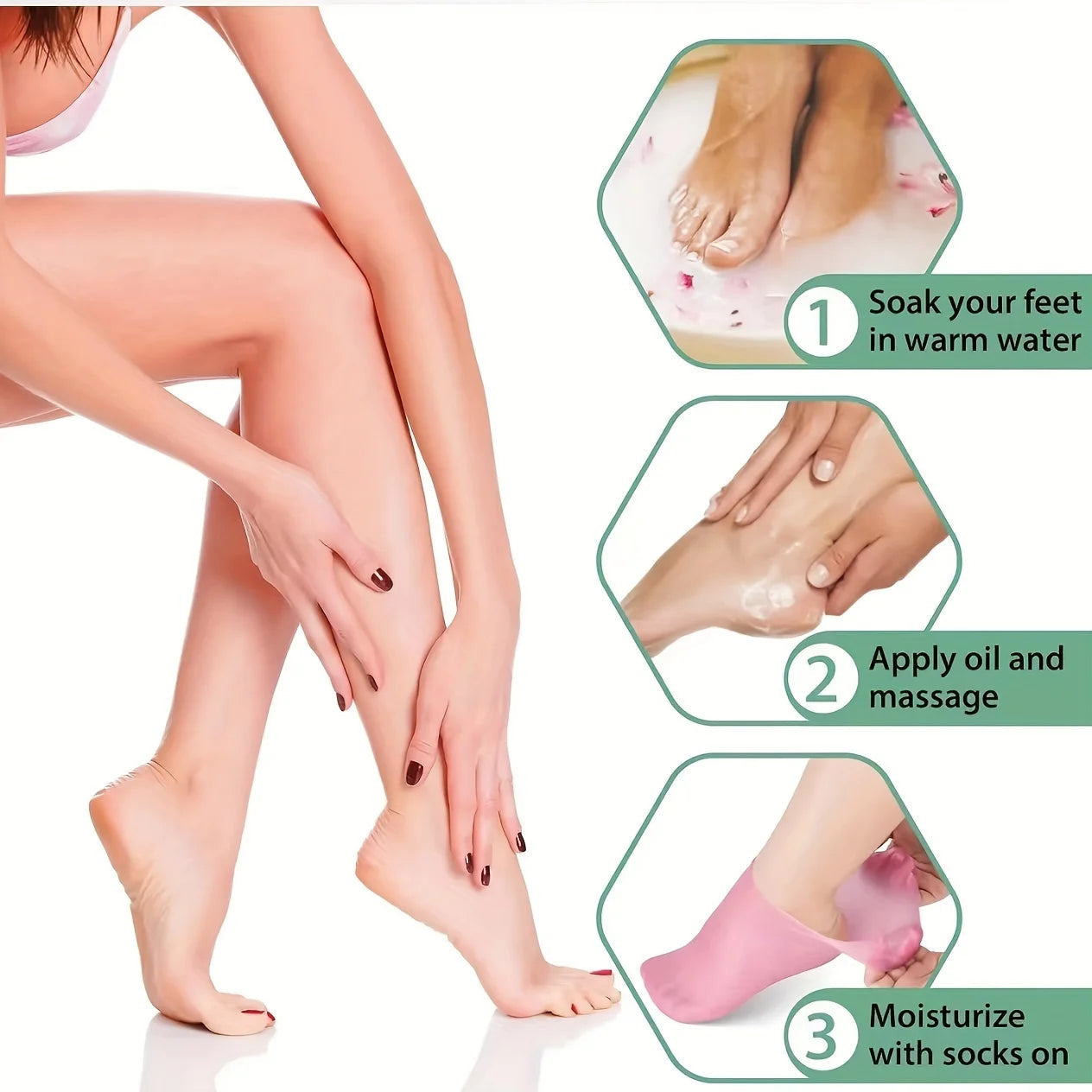 A pair of foot skin care elastic socks
