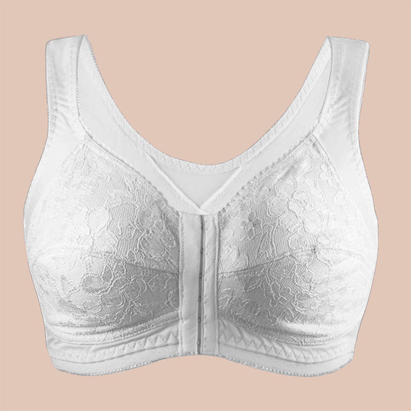 White Lace Front Button Bra