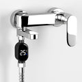 Shower head with external LED to display water temperature