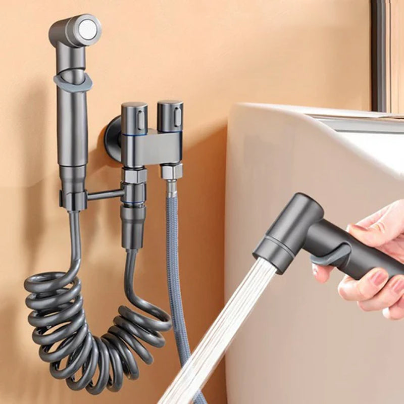 One into two out of the bathroom booster flushing household high-pressure flush gun