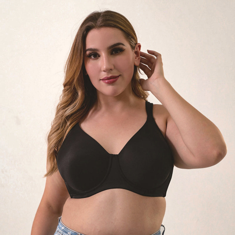 Solid Push-Up Wide Straps Bra