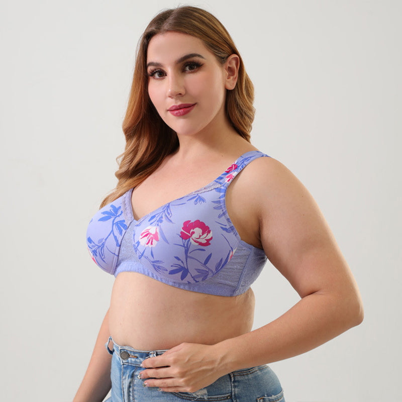 Floral Print Glossy Wireless Bra