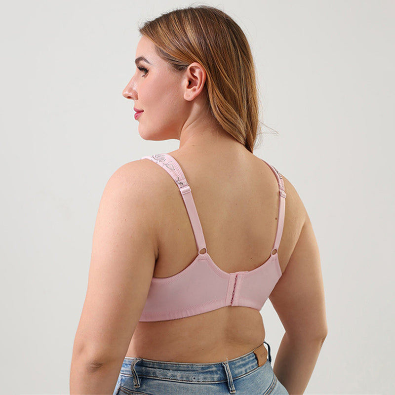 Pink Printed Wide Strap Bra