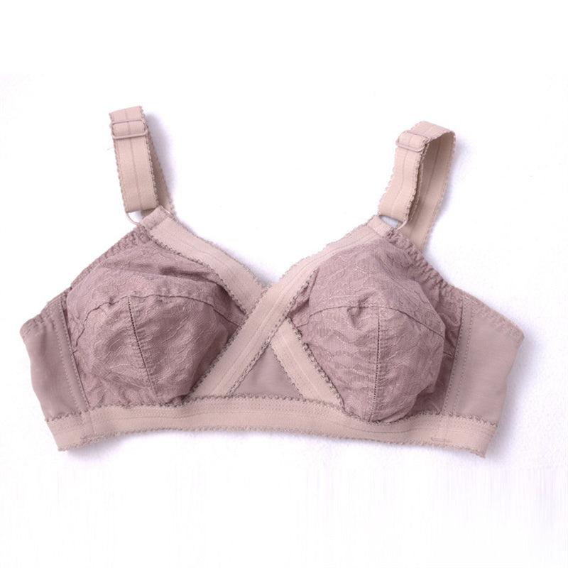 Lace Print Cross Strap Unwired Bra