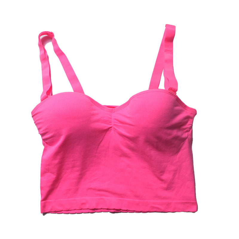 Pink Detachable Strap Seamless Bra