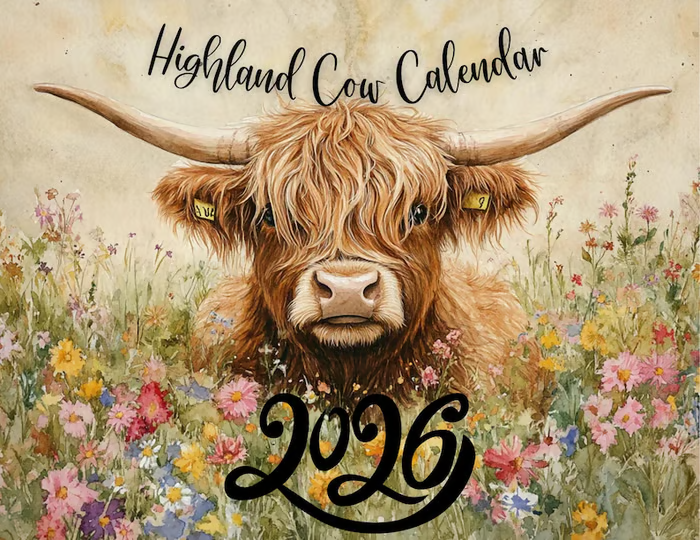 🐮Highland Cow Calendar 2026 📅