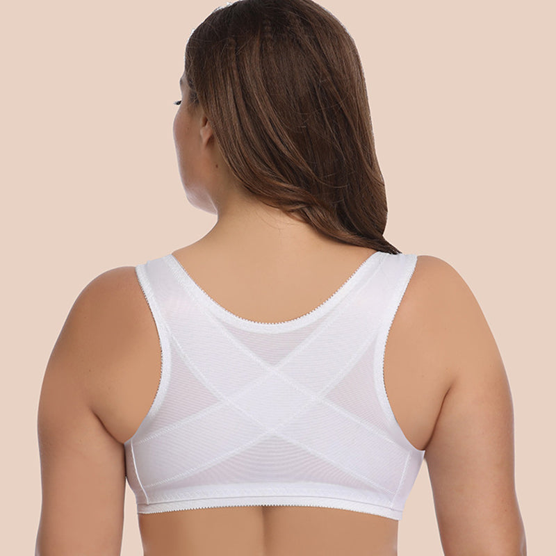 White Lace Front Button Bra