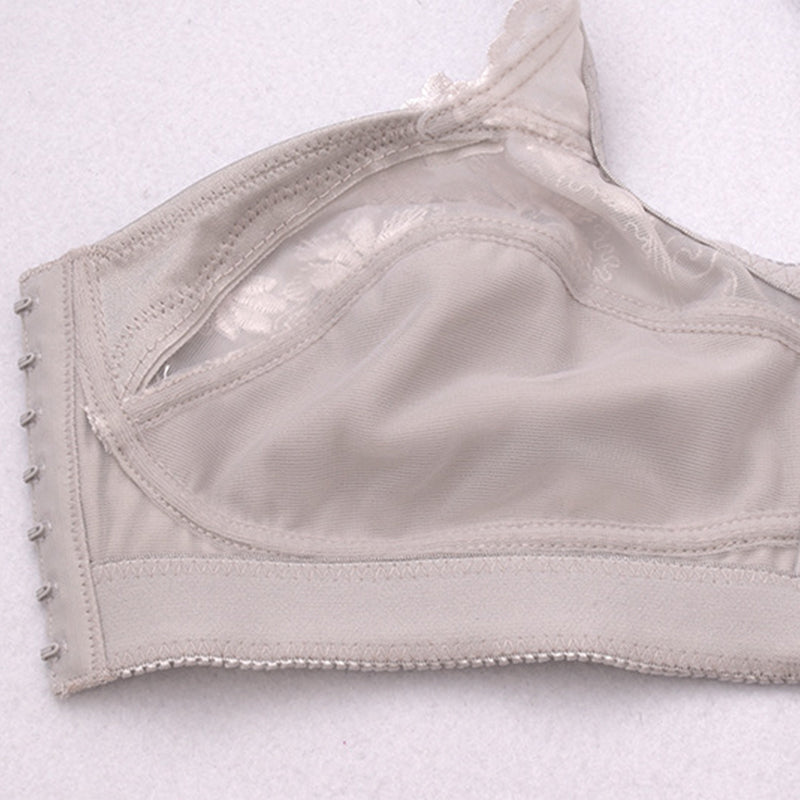 Floral Embroidered Strap Front Button Bra