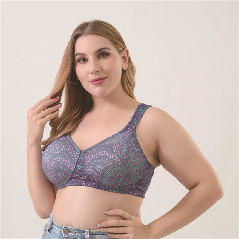 Solid Printed Wide Strap Bra