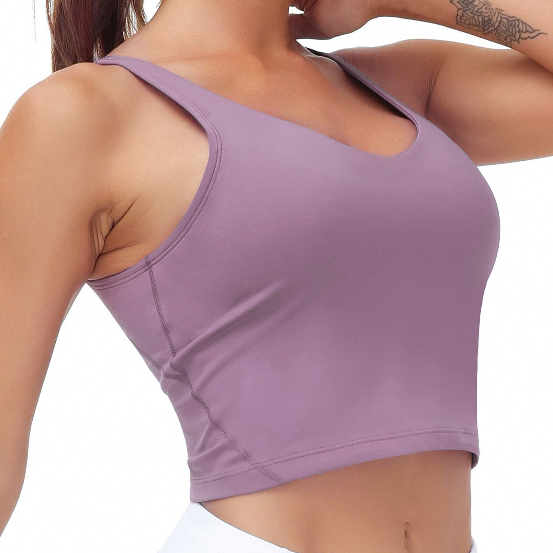 Women's Longline Sports Bra - Wirefree Padded Support Yoga Bras