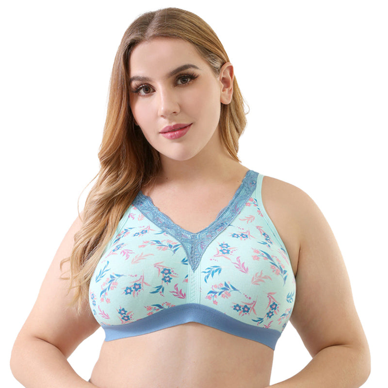 Printed Cotton Wide Strap Bra