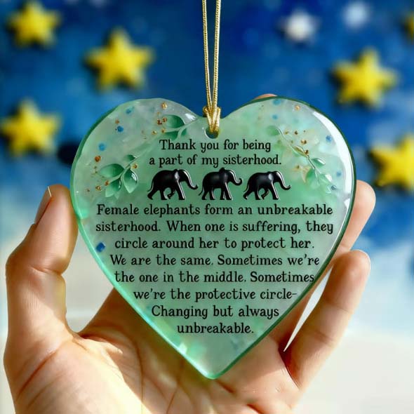 Heartfelt Elephant Sisterhood Keepsake - Heart Ornament