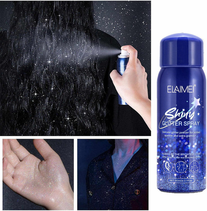 2022 Temporary Glitter Spray, Body Shimmery Spray for Skin, Face, Hair and Clothing