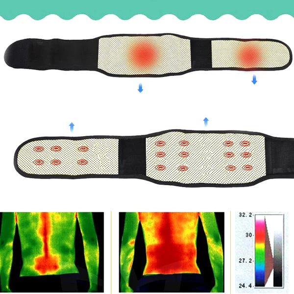 Self-heating magnetic lumbar support