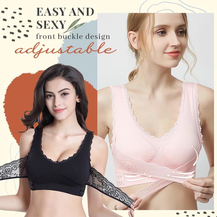 Front Cross Adjustable Side Buckle Lace Bra