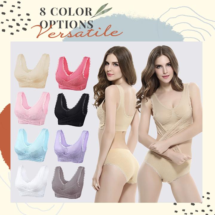 Front Cross Adjustable Side Buckle Lace Bra