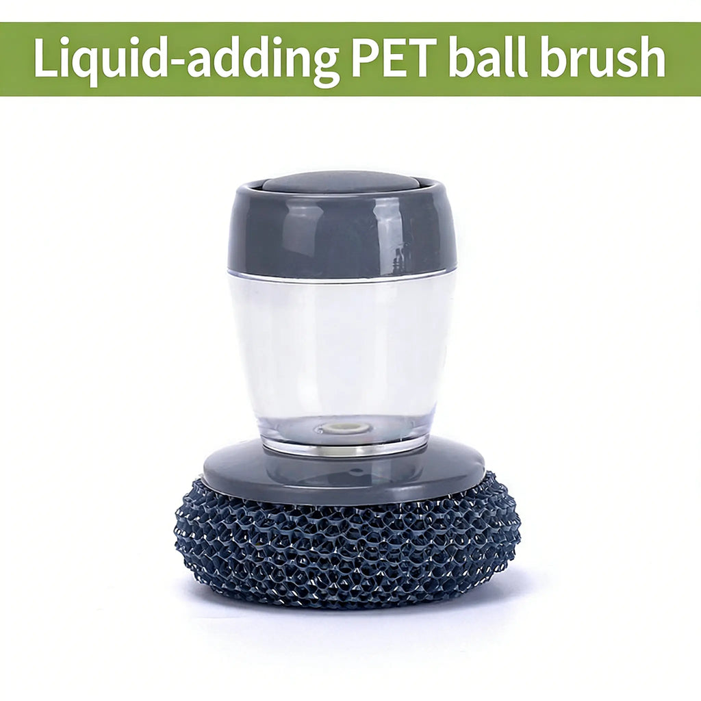 Automatic Liquid Filling Comfort Handle Soap Dispense Palm Brush for Kitchen Sink Pot Bowl Cleaning