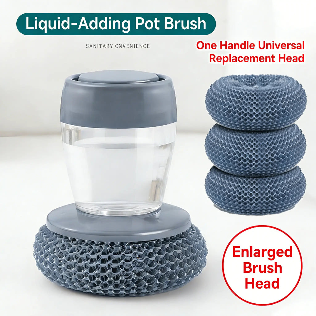 Automatic Liquid Filling Comfort Handle Soap Dispense Palm Brush for Kitchen Sink Pot Bowl Cleaning