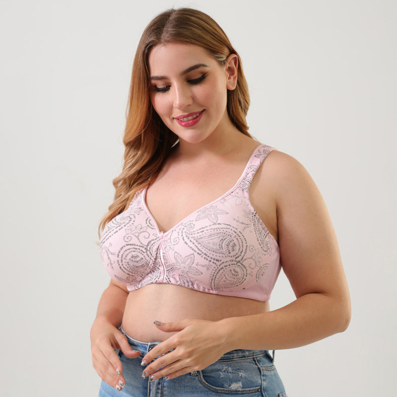 Pink Printed Wide Strap Bra