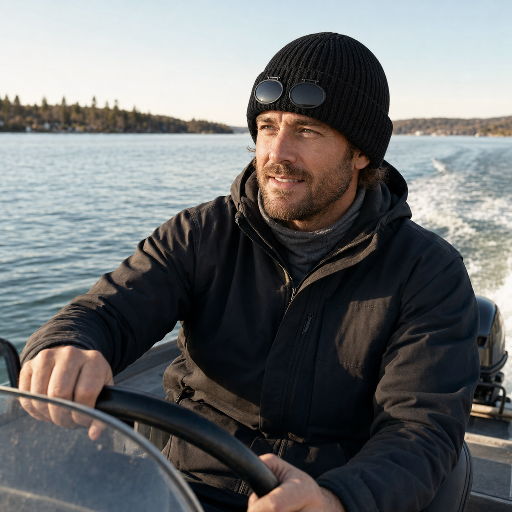 Stylish and versatile knit hat with windproof goggles