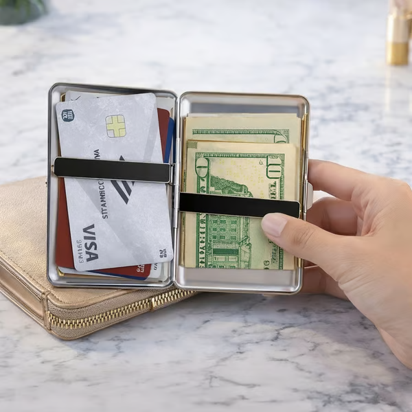 🛡️Vintage Art Deco Versatile Card & Cash Case With RFID Protection