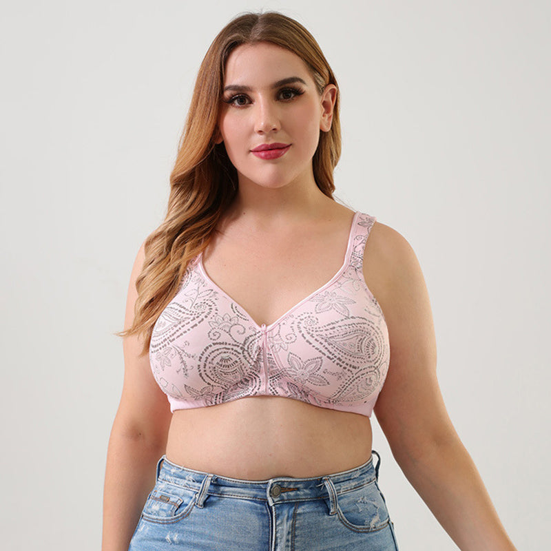 Pink Printed Wide Strap Bra