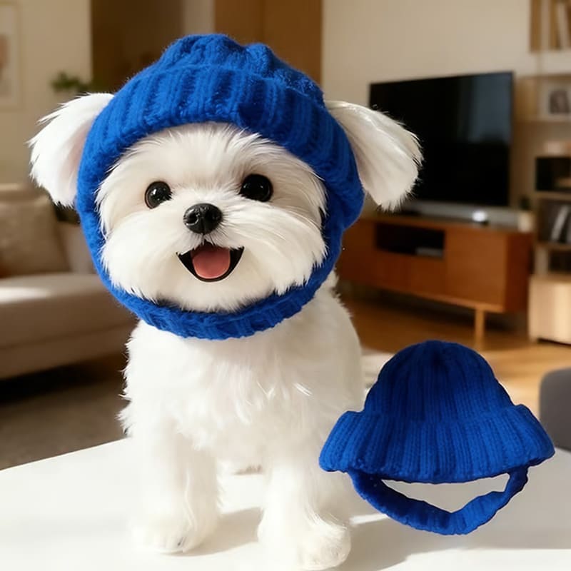 🔥Last Day: BUY 2 GET 1 FREE - 🐾Red Wool Knit Dog Beanie with Ear Flaps – Warm Winter Hat