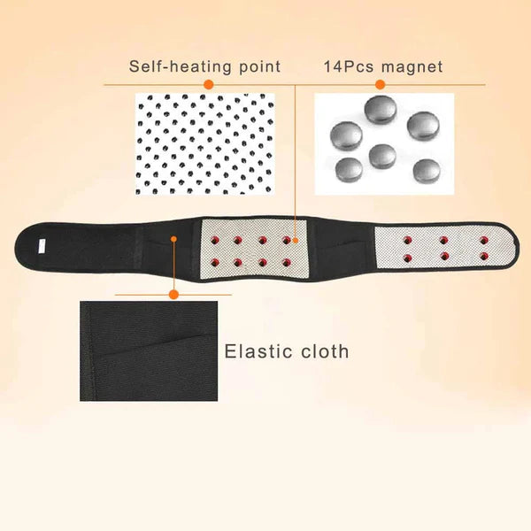 Self-heating magnetic lumbar support