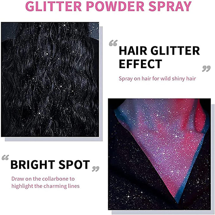 2022 Temporary Glitter Spray, Body Shimmery Spray for Skin, Face, Hair and Clothing
