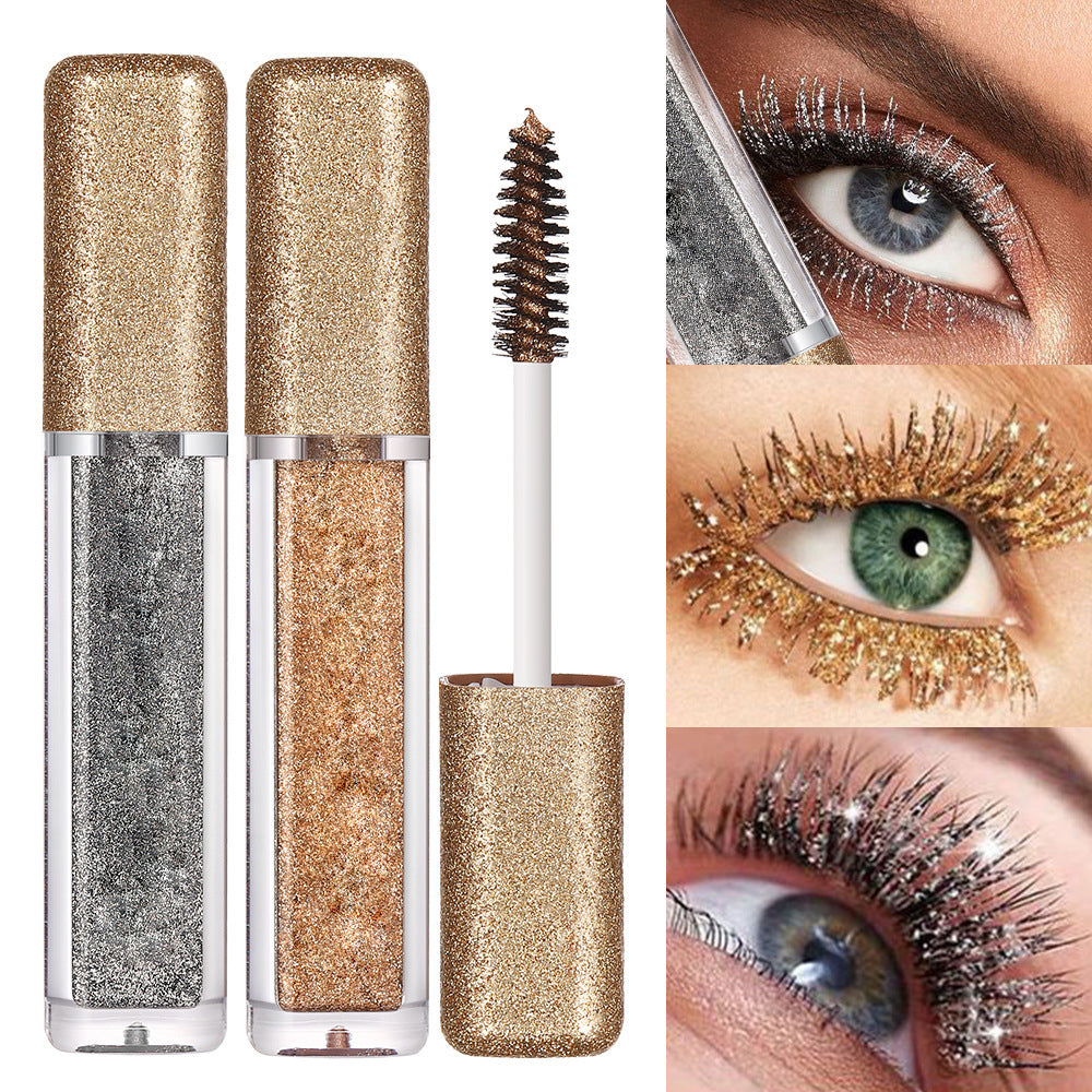 Glittery colored mascara for thick, long-lasting curling