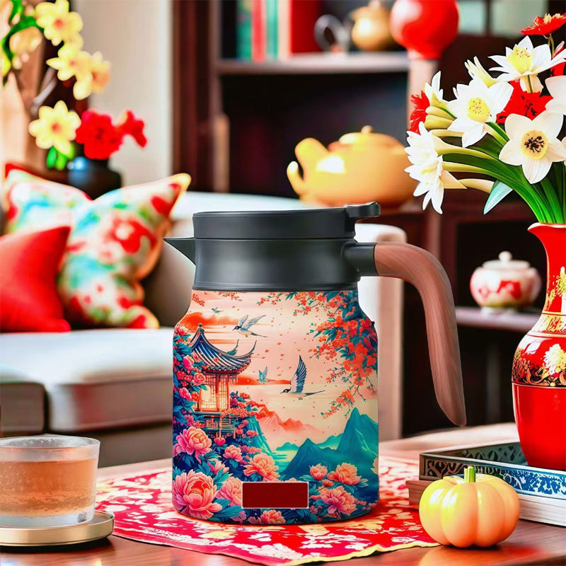 Retro floral pattern teapot