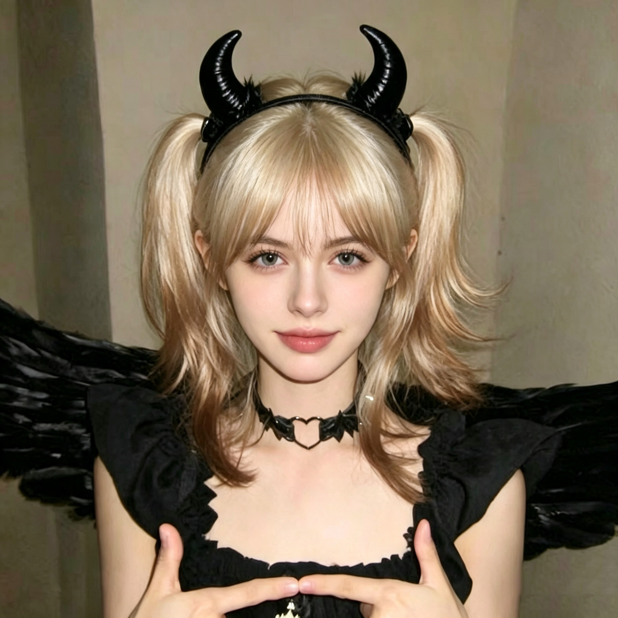 Little devil headdress and sheer lace pajama set