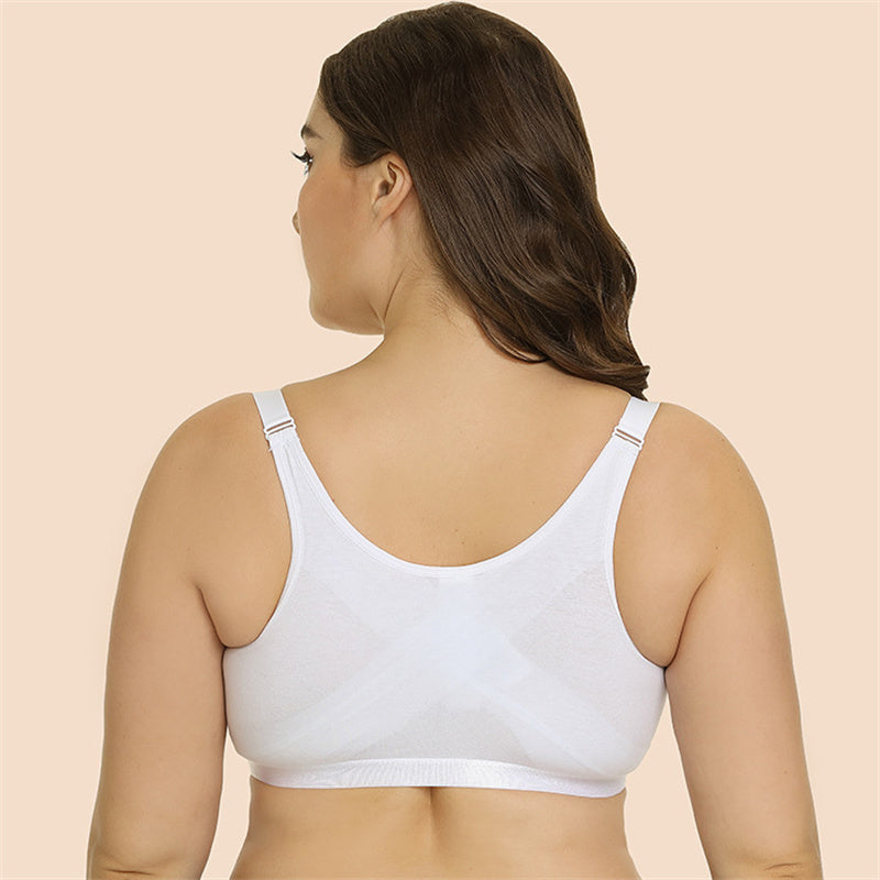 Lace Mesh Panel Front Button Bra