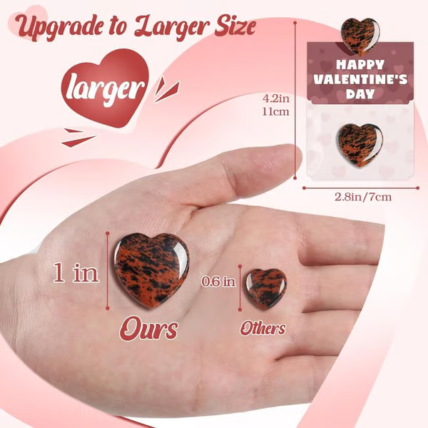 💘 Valentine's Day Gemstone Gift 🎁 24 pre-packaged heart-shaped gemstone cards