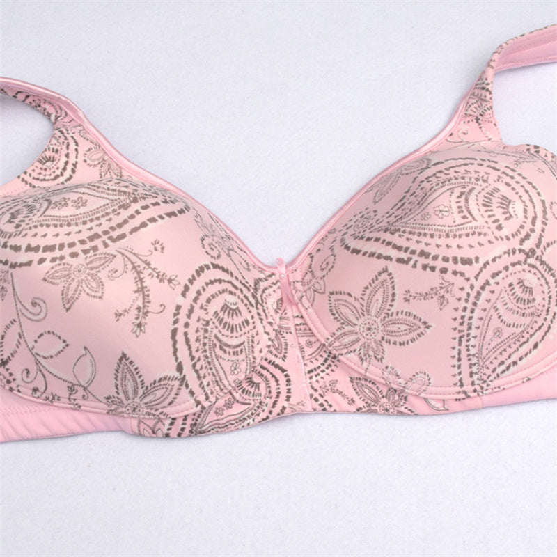 Pink Printed Wide Strap Bra