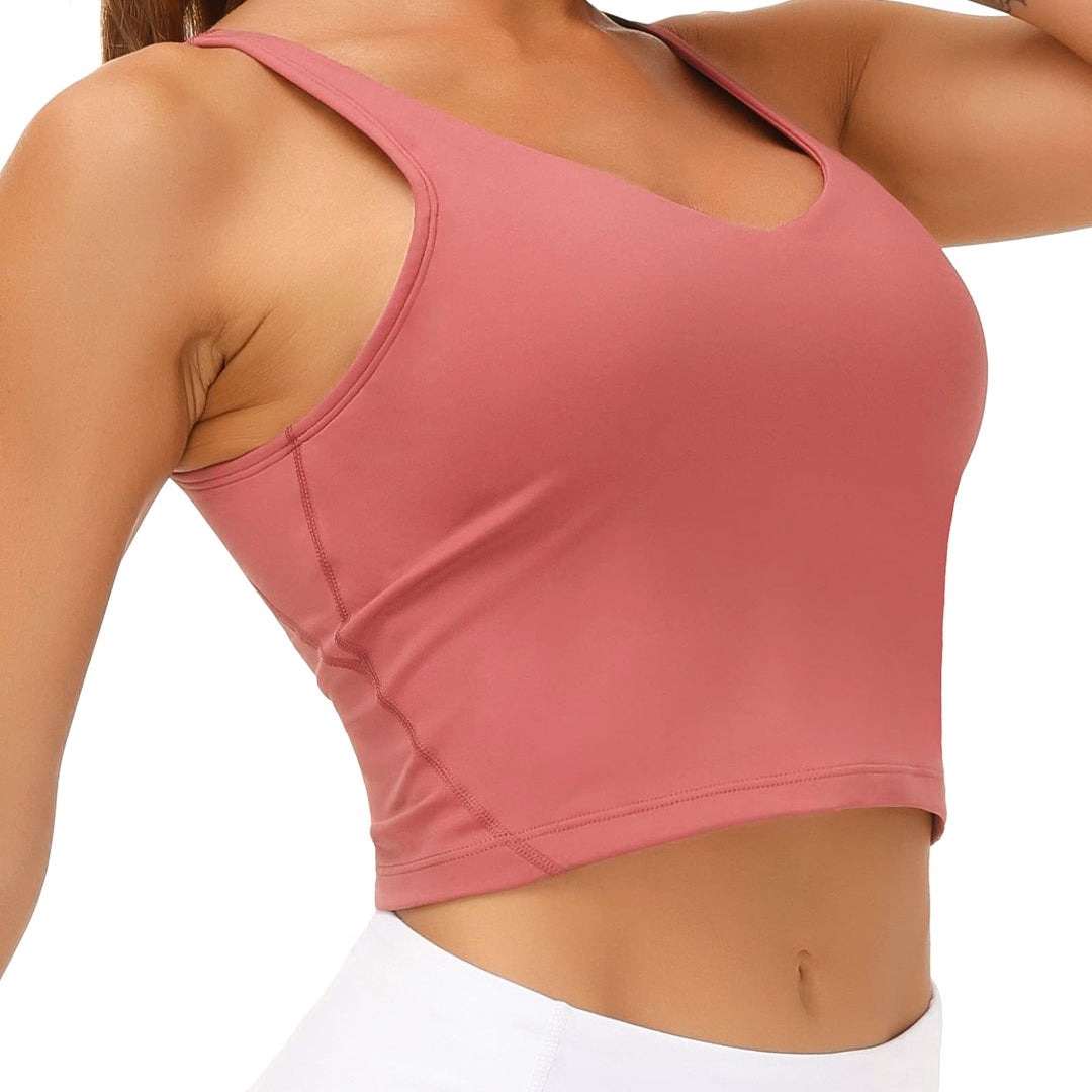 Women's Longline Sports Bra - Wirefree Padded Support Yoga Bras